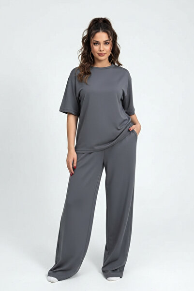 Runades Tricou supradimensionat pentru femei, pantaloni largi, set casual - t...