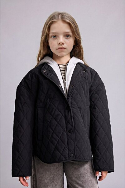 DeFacto Water Repellent Quilted Snap Fastener Inner Lining Zippered Lightweig...