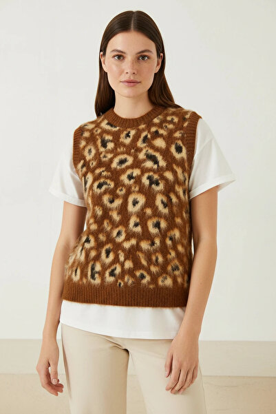 Generic Brand Women's Leopard Patterned Sweater Brown Camel