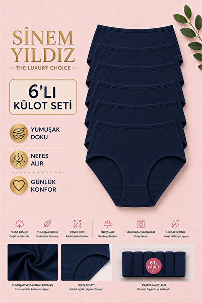Sinem Yıldız Çamaşırları Sinem Yıldız Women's 95% Cotton High Waist Panties 6...