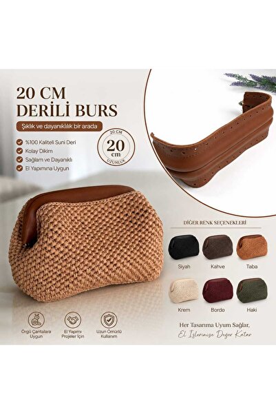 aurellen 20 cm Derili Gizli Çanta Bursu – Örgü Çanta Yapımı İçin Deri Detaylı...