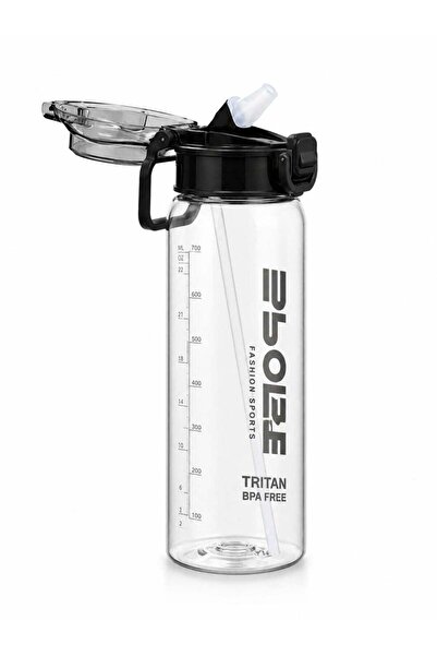 Sport 1 Liter Plastic Water Bottle with Straw & Flip-Top Lid, BPA-Free Reusab...