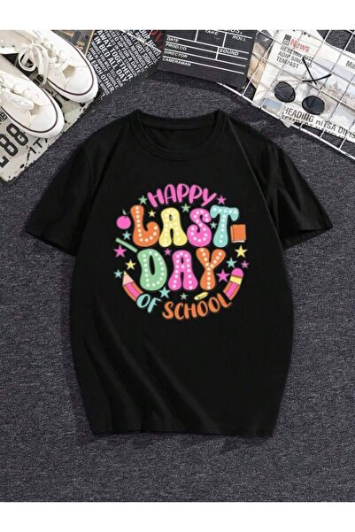 NOURAM Elegant Women's T-Shirt, "Happy LAST DAY Of" Letter Print For Funny Gi...
