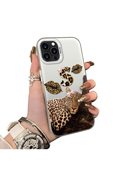 SLIMFELT iPhone 14 Pro Max Uyumlu Leopar Desenli Telefon Kılıfı, Darbelere Ka...