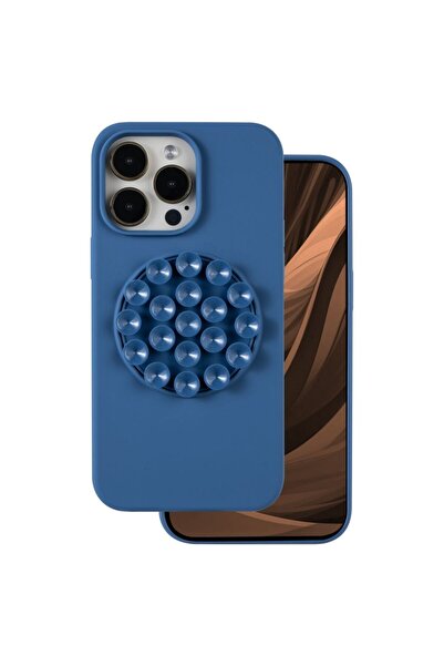 OEM Θήκη Σιλικόνης Μπλε με Βεντούζες (iPhone 15 Pro)