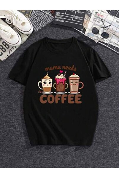 2BIR Men's Vintage Coffee T-Shirt, "Mom Needs Coffee" Funny Text, Cartoon Cup...