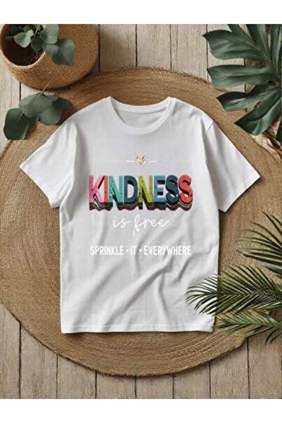 21JNRY Women's Summer T-Shirt With Colorful 'KINDNESS' Print 'SPRINKLE IT EVE...