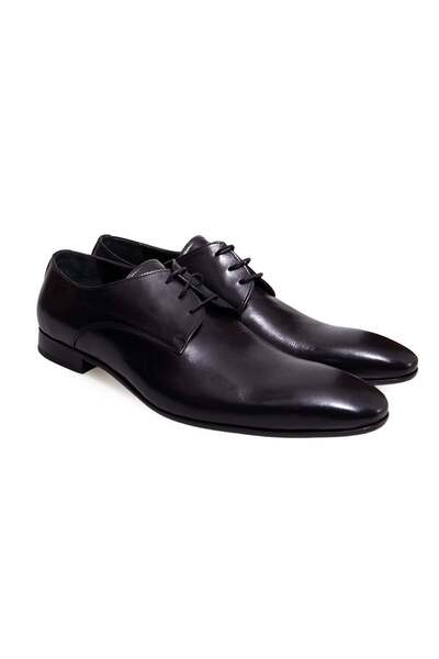 FRANCO CALVANI Black Color Lace-Up Genuine Leather Men's Shoes