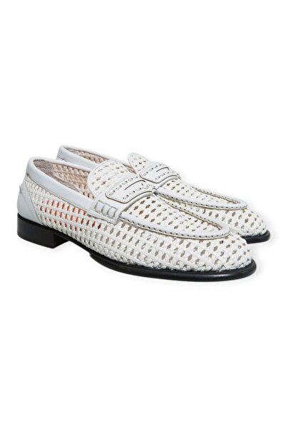 FRANCO CALVANI White Color Laceless Genuine Leather Men's Shoes