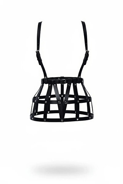 Angels Passion Lattice Design Faux Leather Mini Skirt with Adjustable Shoulde...