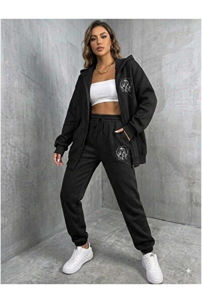 CLOTHES33 Hirka Track Suit 2-Piece Combination Winter Patterned Women's Face ...