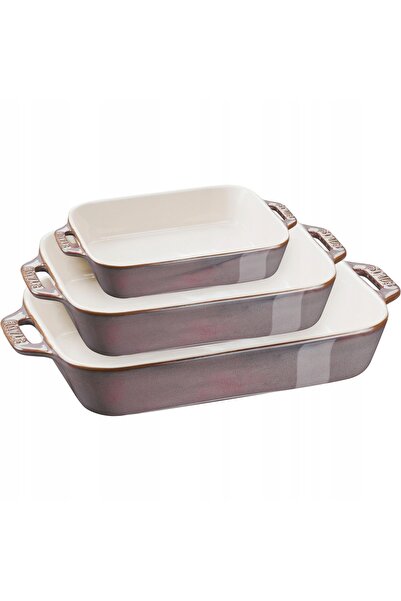STAUB Set de gătit din 3 boluri dreptunghiulare, grafit antic