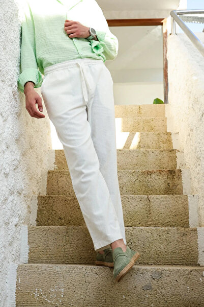 no7man Veso White 100% Cotton Men's Trousers