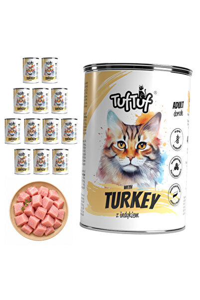 Tuf Tuf TufTuf hrană umedă completă pentru pisici cu curcan, paletă 12x400g
