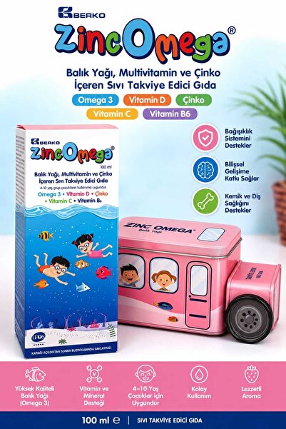 Genel Markalar Zincomega omega 3 balık yağı 100ml oyuncak kumbara hediyeli