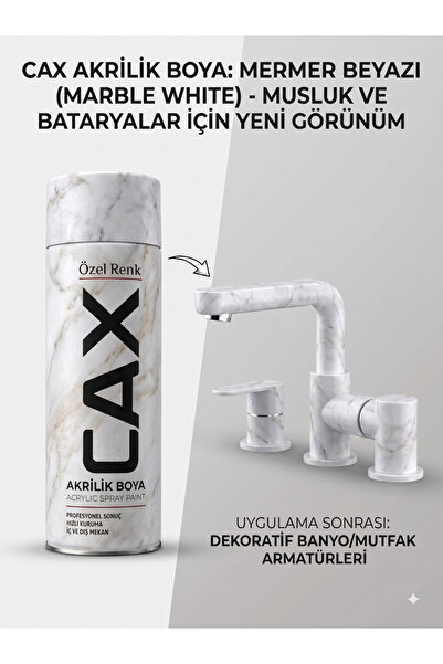caxcolors CAX Akrilik Sprey Boya 400ml - Musluk, Mutfak & Banyo Batarya Yenil...