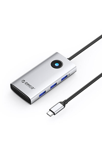 Orico Hub USB-C 6-în-1 PW11, 3x USB-A, 100W PD, HDMI 4K, 2.5GbE, Argintiu