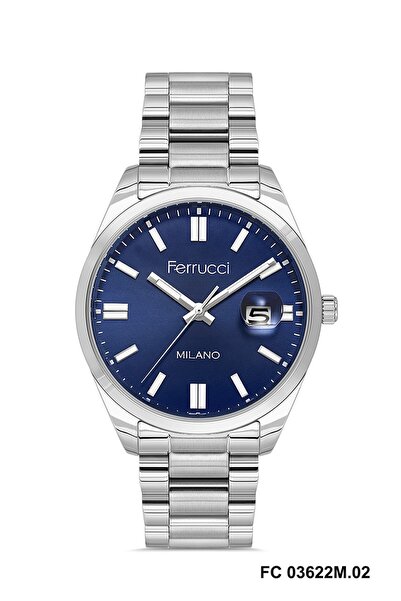 Ferrucci Dial Navy Blue Strap Silver Color Gift Packed 40 mm Men's Wristwatch...
