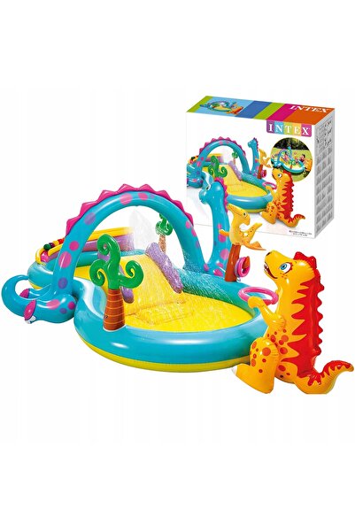 Intex Loc de joacă gonflabil pentru copii, tobogan cu piscină, Dinozauri 5713...