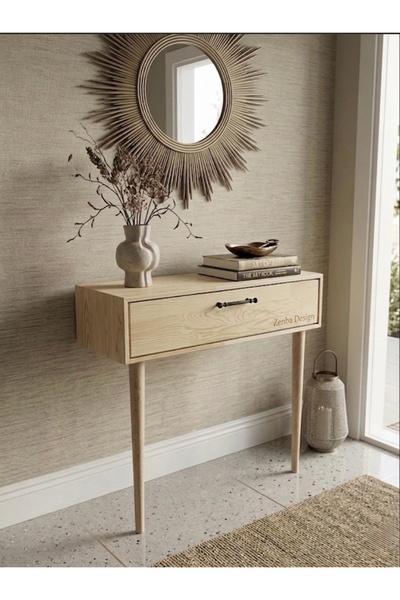 Ahşap Kapaklı 74cm Dresuar Salon Hol Kulplu Dolap Dresuar