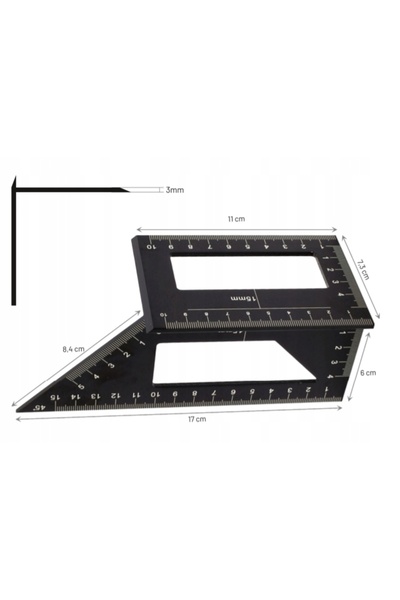 NO BRAND Echer de tâmplărie japonez 3D 45/90° din aluminiu