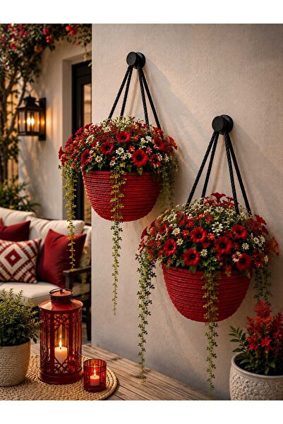 Hediyeninellitonu Wicker Flower Pot Handmade Wicker Flower Pot Set of Two Min...