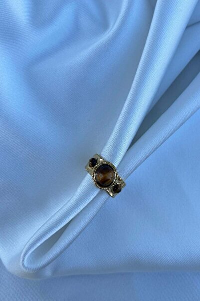 Moenajewellery Kehribar Taş Vintage Yüzük