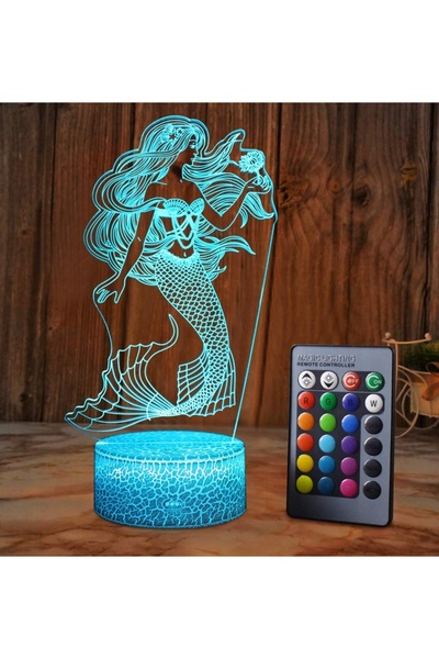 NO BRAND LAMPĂ LED 3D CU MELODIE „MICA SIRENĂ” – LAMPĂ DE NOAPTE CU 16 CULORI...