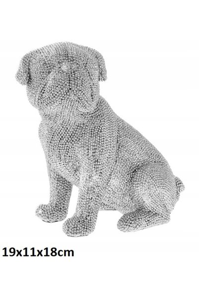 NO BRAND FIGURKA MOPS ARGINTIU 19X11X18 cm