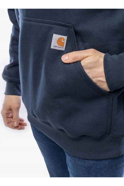 Carhartt Hanorac cu glugă cu logo pe mânecă - nou, bleumarin, L