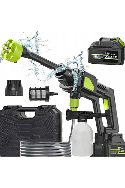 pazariz 48V Şarjlı Yüksek Basınçlı Oto Yıkama ve Sulama Tabancası 30 Bar 3.0MPa, 19000RPM Akülü Basınçlı Yıkama Makinesi, 5m Hortum, Köpük Aparatı, Kablosuz Taşınabilir Temizlik Makinesi Araç Yıkama