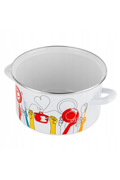 NO BRAND Oală emailată Emalia Pleszew Pepito 22 cm, 4,7 l, albă, pentru plite...