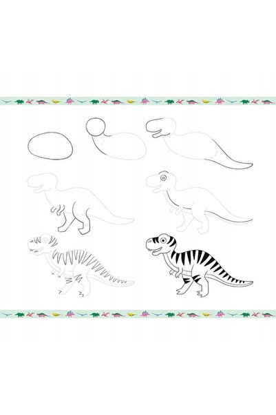 NO BRAND Janod: set creativ de desen pas cu pas „Dinozauri” 6+