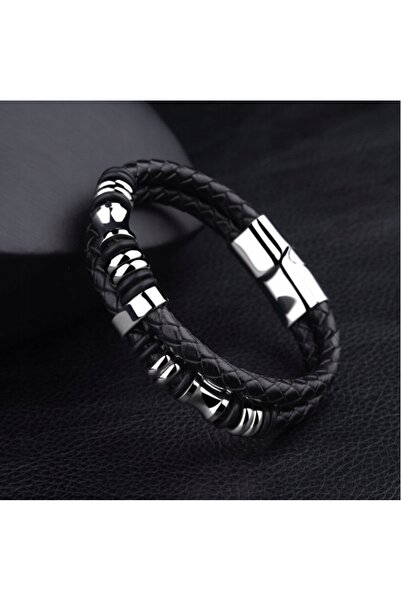 NO BRAND Brățară elegantă bărbătească din piele magnetică CADOU