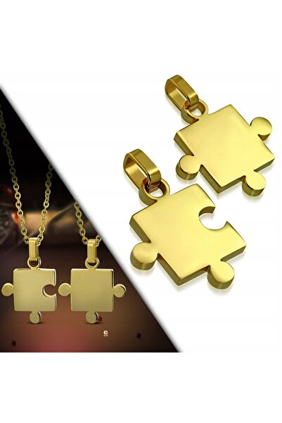 NO BRAND Pandantive puzzle placate cu aur pentru cupluri