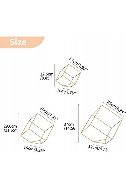 NO BRAND Set de 3 suporturi metalice aurii geometrice pentru flori