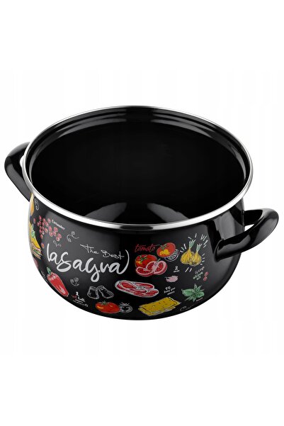 NO BRAND Oală emailată Emalia Pleszew pentru lasagna, 22 cm, 5,3 l, negru, co...