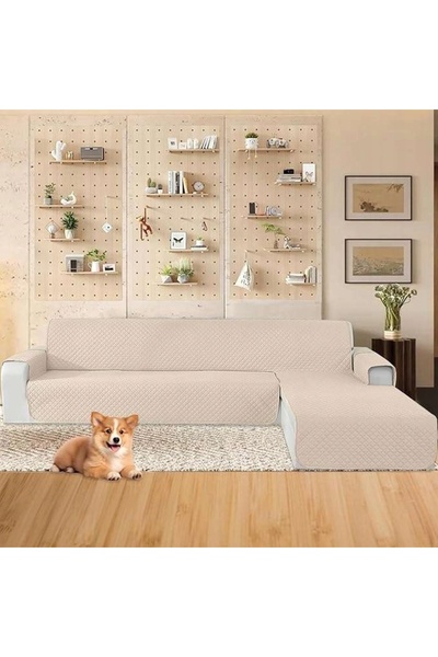 NO BRAND Husă de canapea decorativă protectoare în formă de L 210x185cm Bej