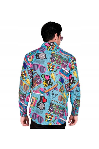 Widmann Cămașă uniformă, culoare albastră, stil disco anii '80-'90, mărimea S...