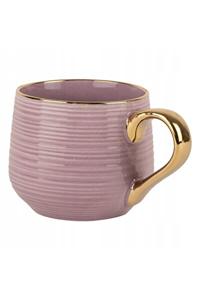 NO BRAND 4x CEAȘCĂ DE CAFEA/CEAI DIN PORȚELAN, MOV CU AUR, 400ML, CU MÂNER AURIU