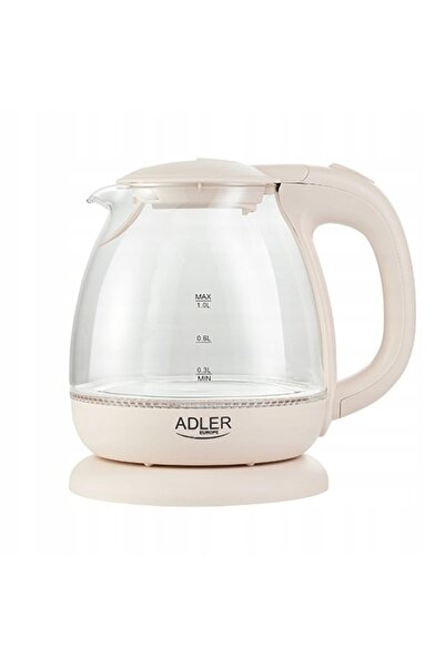 adler Ceainic electric fără fir din plastic, 1 L, 1100 W, bej-crem