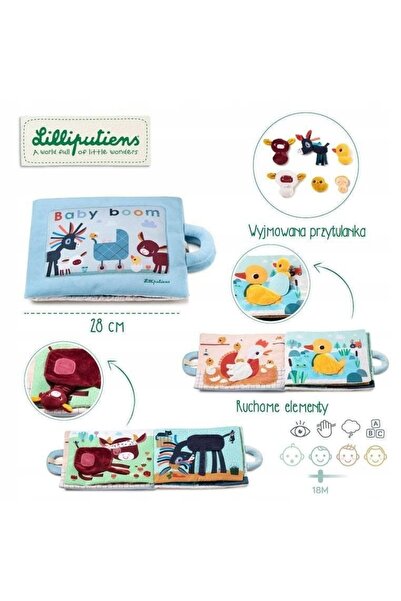 NO BRAND Carte senzorială Baby boom, mascote Lilliputien, material moale.