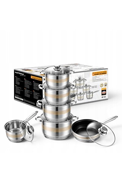 Masterpan Set de 12 piese de vase de gătit din oțel inoxidabil inducție gaz
