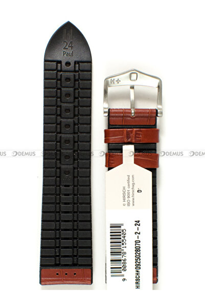 NO BRAND HIRSCH Paul L - 24mm - Auriu-bronz/Negru - Curea din piele și cauciu...