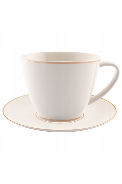 NO BRAND Cana mare de cafea cu farfurioară MariaPaula Nova Ecru Gold Line 400 ml