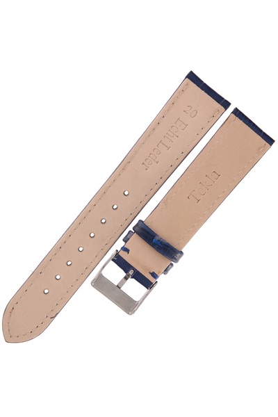NO BRAND TEKLA K40 - 20mm - Crocodil - Bleumarin - Curea de ceas din piele