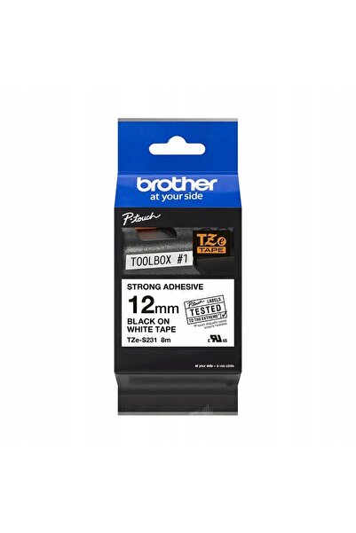 NO BRAND Bandă adezivă Brother TZES231 Alb-Negru 12mm x 8m rezistentă