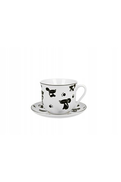 NO BRAND Căni de cafea din porțelan cu farfurioară 470ml H1