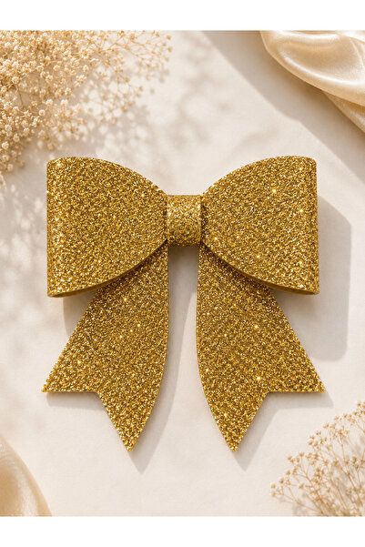 essen party 12 Cm Gold Simli EVA Yapışkanlı Fiyonk Dekoratif Süs – Parti, Hed...