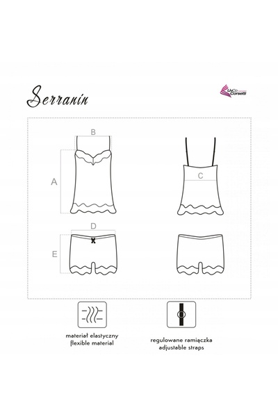 NO BRAND LivCo Corsetti SERRANIN cămașă + pantaloni scurți S/M